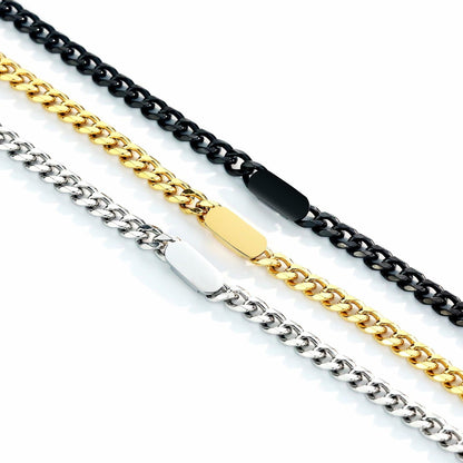 WINFY Cuban Link Necklace Men 6.5mm 18+2in Stainless Steel Black