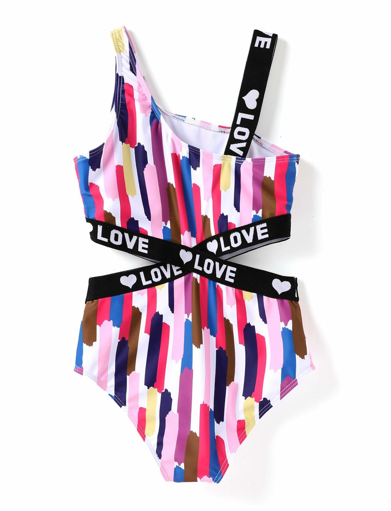 PATPAT Girls Tropical One Piece Swimsuit Bluegreen Size 8-9 Years