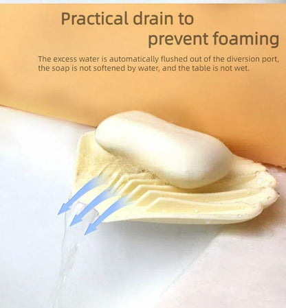 Generic YGB Silicone Self-Draining Soap Box Milky White Bathroom Holder