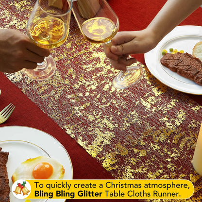 Deconovo Gold Sequin Table Runner 9FT 2PCS Polyester Kitchen Party Decor