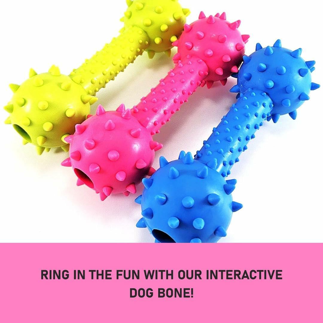 Generic Dog Chew Toy Dumbbell Durable Natural Rubber Lime Green