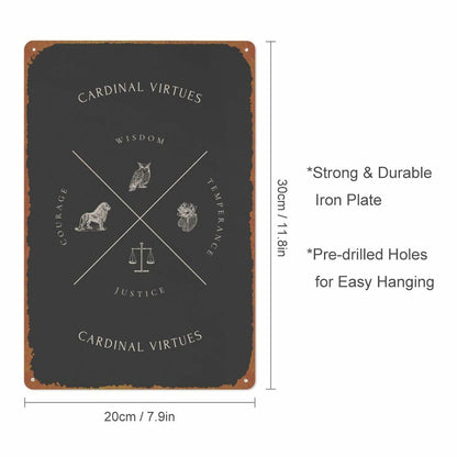 KIVYYB Cardinal Virtues Black Retro Tin Sign Movie Art 8x12 Inches