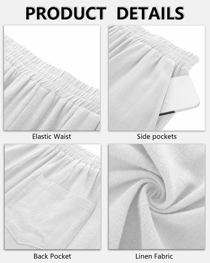 Neer Men's Linen Bermuda Shorts 2 Pack Black White Casual Elastic Waist Size S