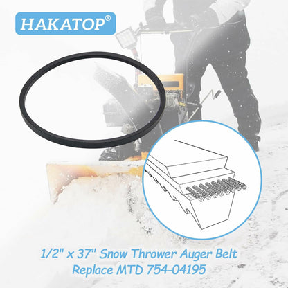 HAKATOP Snow Thrower Auger Belt for MTD 1/2" x 37" Black Rubber