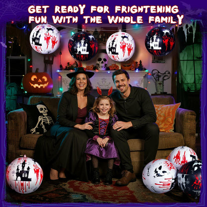 SEETOHOME 6 PCS 11.8in Inflatable Halloween Hanging Balls Black White Decor