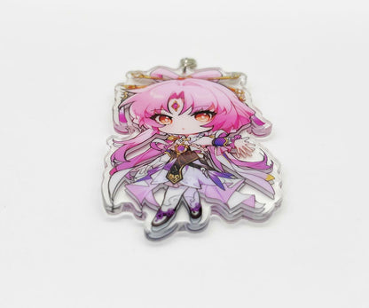 YJacuing Honkai Star Rail Chibi Cute Acrylic Stand Figure Keychain Pink Fu Xuan