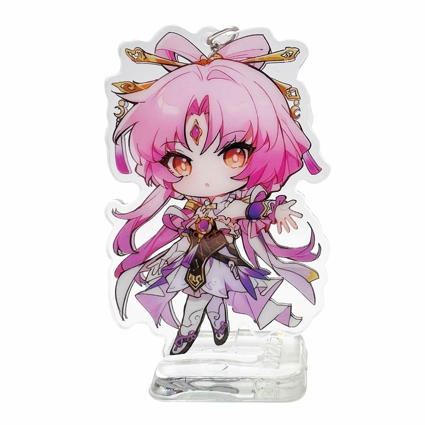 YJacuing Honkai Star Rail Chibi Cute Acrylic Stand Figure Keychain Pink Fu Xuan