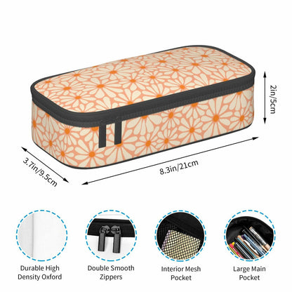VOL&BASS Orange Flower Large Pencil Case Big Capacity Back To School