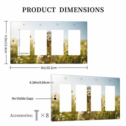 Wpshijia 4 Gang Light Switch Cover Wild Daisy Puppy Outdoor Wall Plate