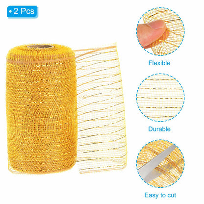 PATIKIL Decorative Mesh Ribbon Roll 5.9in x 10yd Pink 2pcs Classic Style