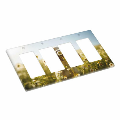 Wpshijia 4 Gang Light Switch Cover Wild Daisy Puppy Outdoor Wall Plate