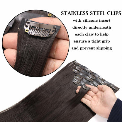 [Like New] MYS Hair 24inch PU Clip-In Synthetic Hair Extensions Dark Brown 160g