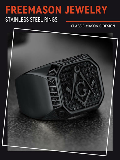 FaithHeart Men's Biker Ring Norse Runes Jewelry Gift for Boyfriend Size 11