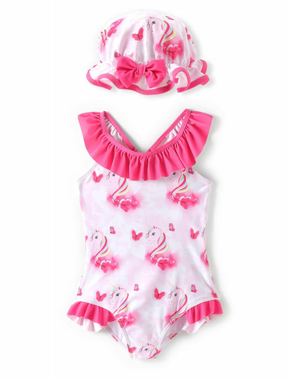PATPAT Toddler Girls Unicorn One Piece Swimsuit Pink Size 2T