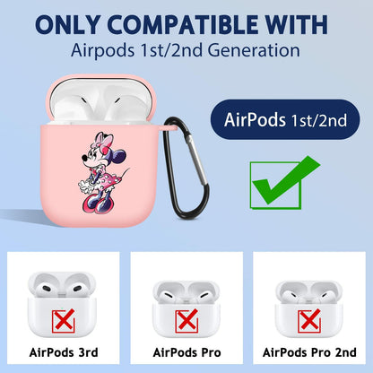 Jowhep Airpod Case 1st & 2nd Gen Pink Cute Cartoon TPU Keychain Shy Mini