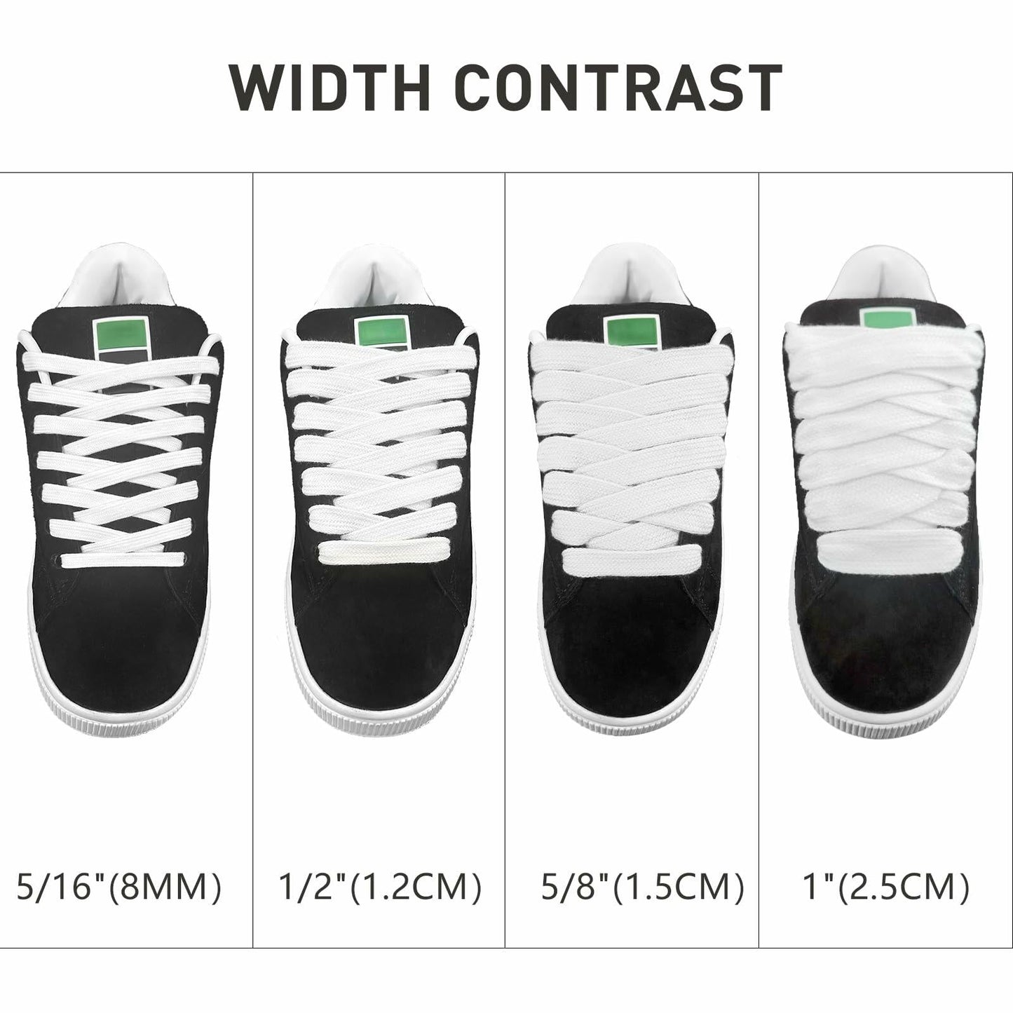 UamGlsob 8mm Cotton Shoelaces for Puma Sneakers White 39"/100cm
