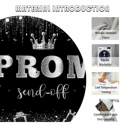 AIBIIN 7x5ft Black Silver Prom Send Off Backdrop Banner Graduation 2025