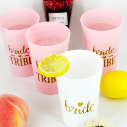 LADY&HOME 15 Pack 16oz Plastic Party Cups White Reusable Durable