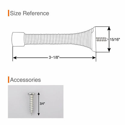 KOVOSCH 10 Pack Spring Door Stopper 3-1/4" Bright Brass Flexible Rubber Tips