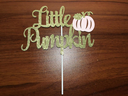 LeeSky Little Pumpkin Gold Pink Paper Cake Topper Baby Shower 1st Birthday