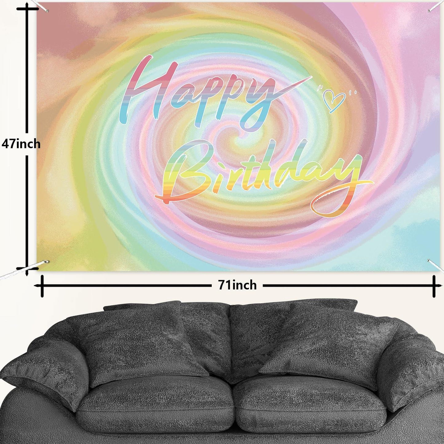 Szivuzoy Tie Dye Birthday Banner Rainbow Unicorn Pastel Girl Party Decor