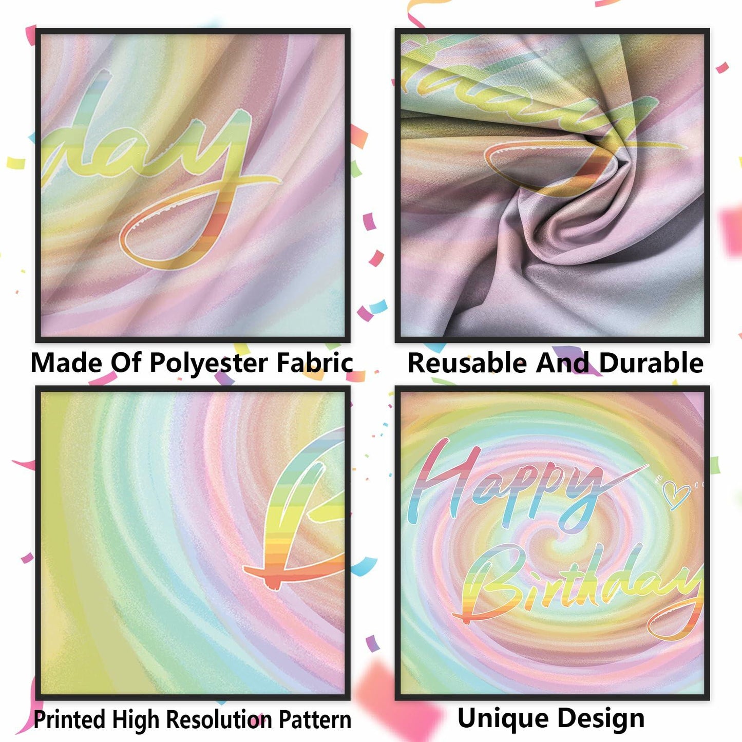 Szivuzoy Tie Dye Birthday Banner Rainbow Unicorn Pastel Girl Party Decor