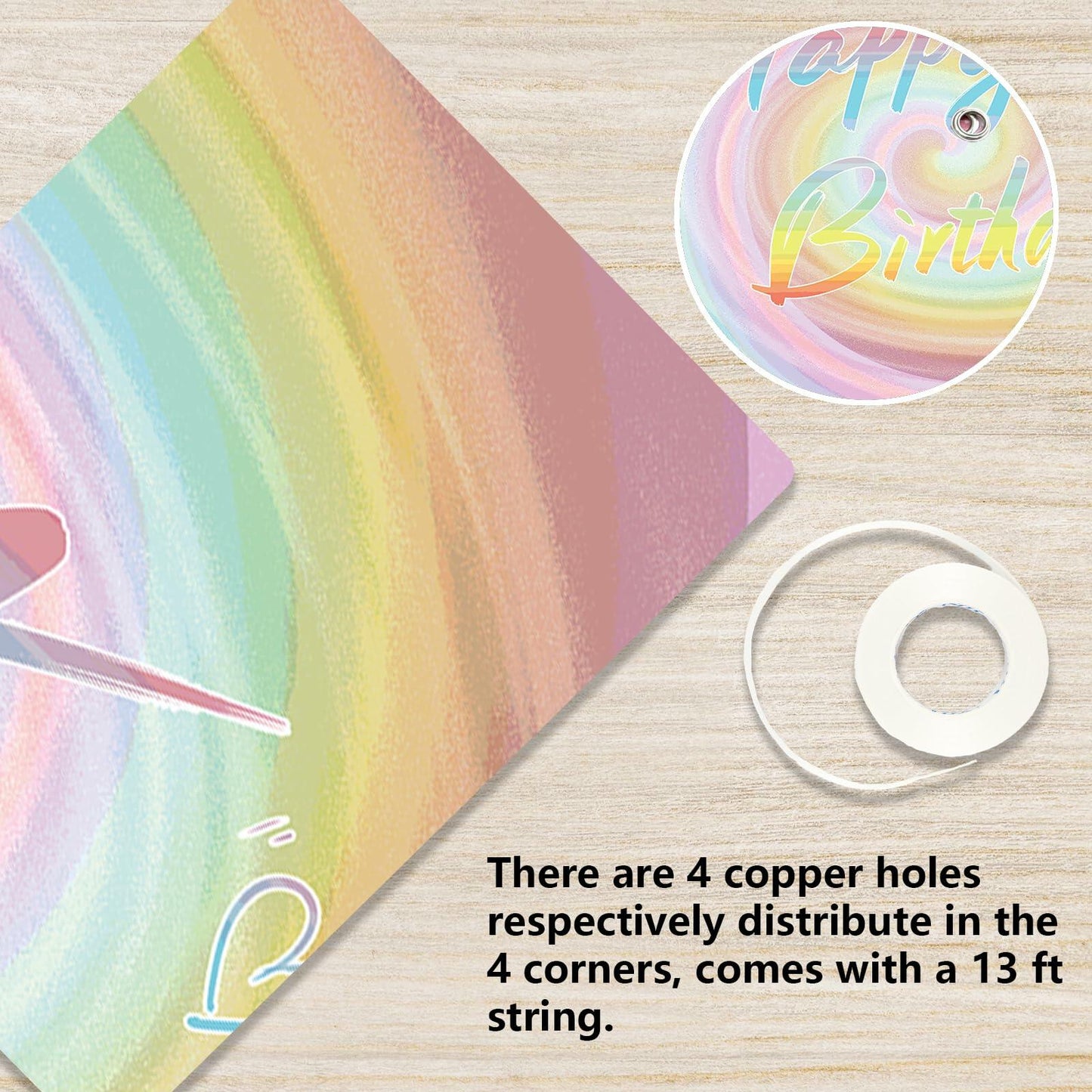 Szivuzoy Tie Dye Birthday Banner Rainbow Unicorn Pastel Girl Party Decor