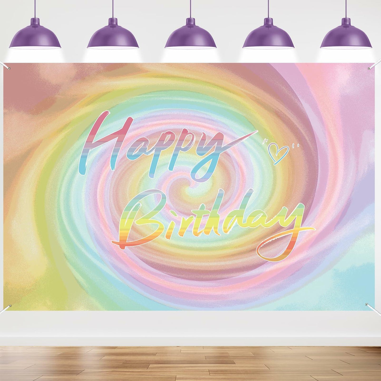 Szivuzoy Tie Dye Birthday Banner Rainbow Unicorn Pastel Girl Party Decor