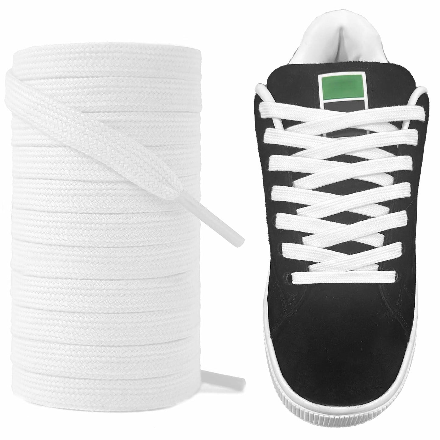 UamGlsob 8mm Double Layer Cotton Shoelaces for Puma Sneakers White 47" (120 cm)
