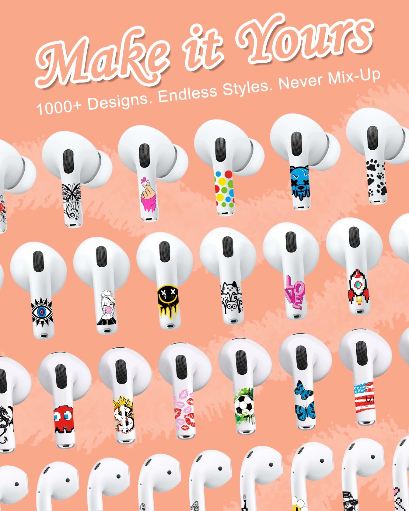 ROCKMAX Luminous AirPods Skins 2nd Gen Skull 237 Glow Sticker Wraps