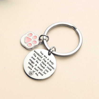 ZNOSVEI Dog Groomer Keychain Thank You Gift Stainless Steel Standard