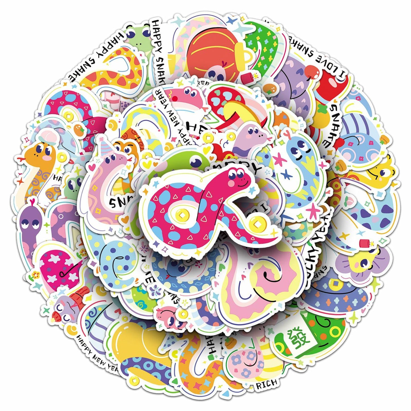 YINFENGKANHAI 50 Pcs Kawaii Snake Stickers Waterproof Vinyl Cartoon Decals