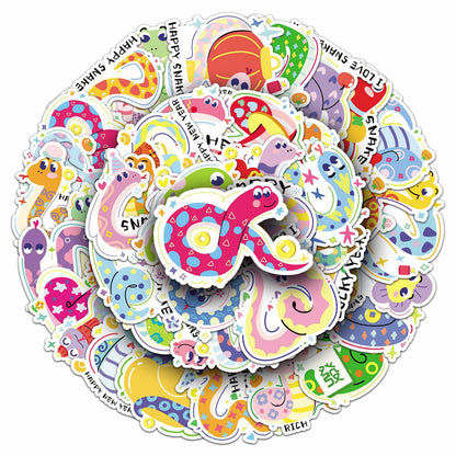 YINFENGKANHAI 50 Pcs Kawaii Snake Stickers Waterproof Vinyl Cartoon Decals