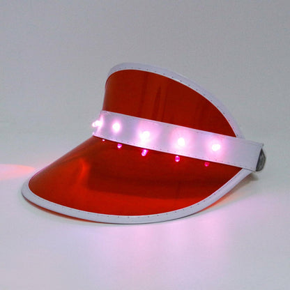 Naimo Sun Visor Hat Red LED UV Protection Outdoor Beach Festival Cap One Size