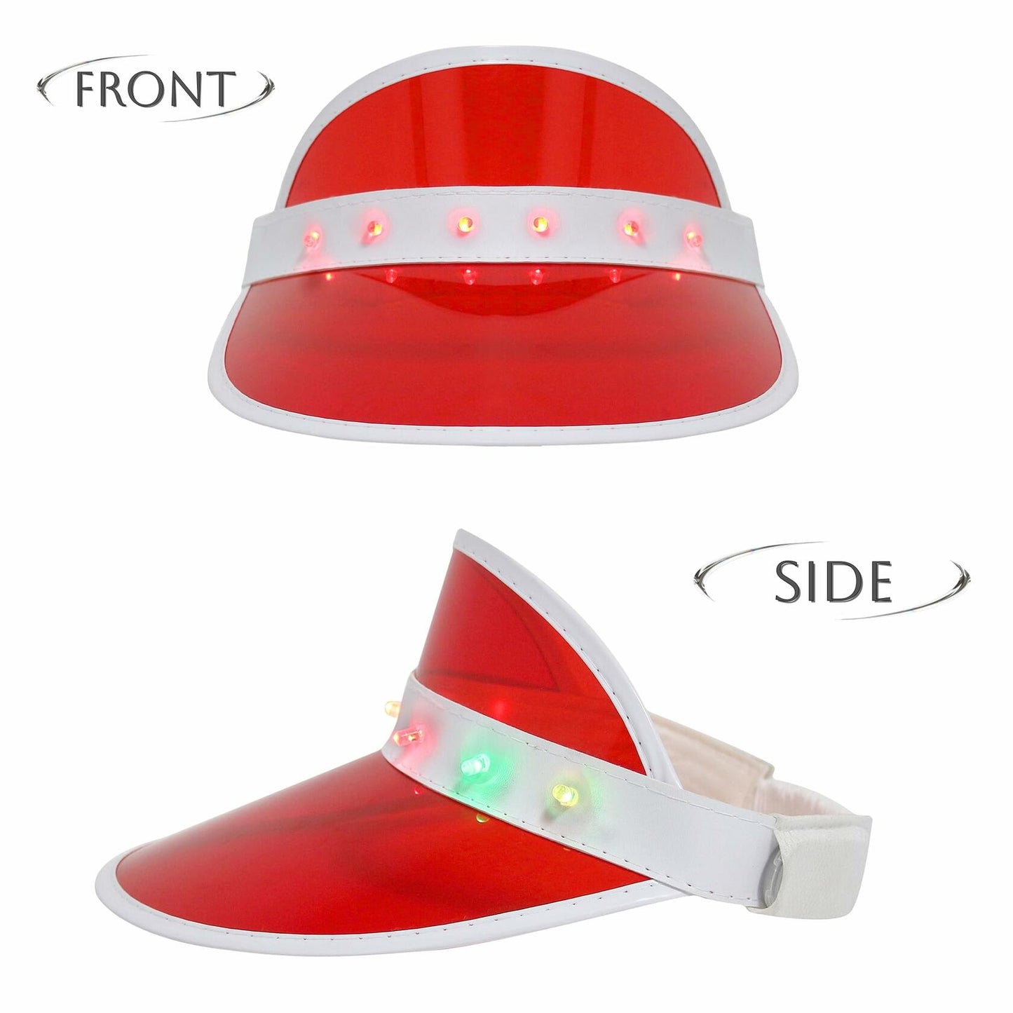 Naimo Sun Visor Hat Red LED UV Protection Outdoor Beach Festival Cap One Size