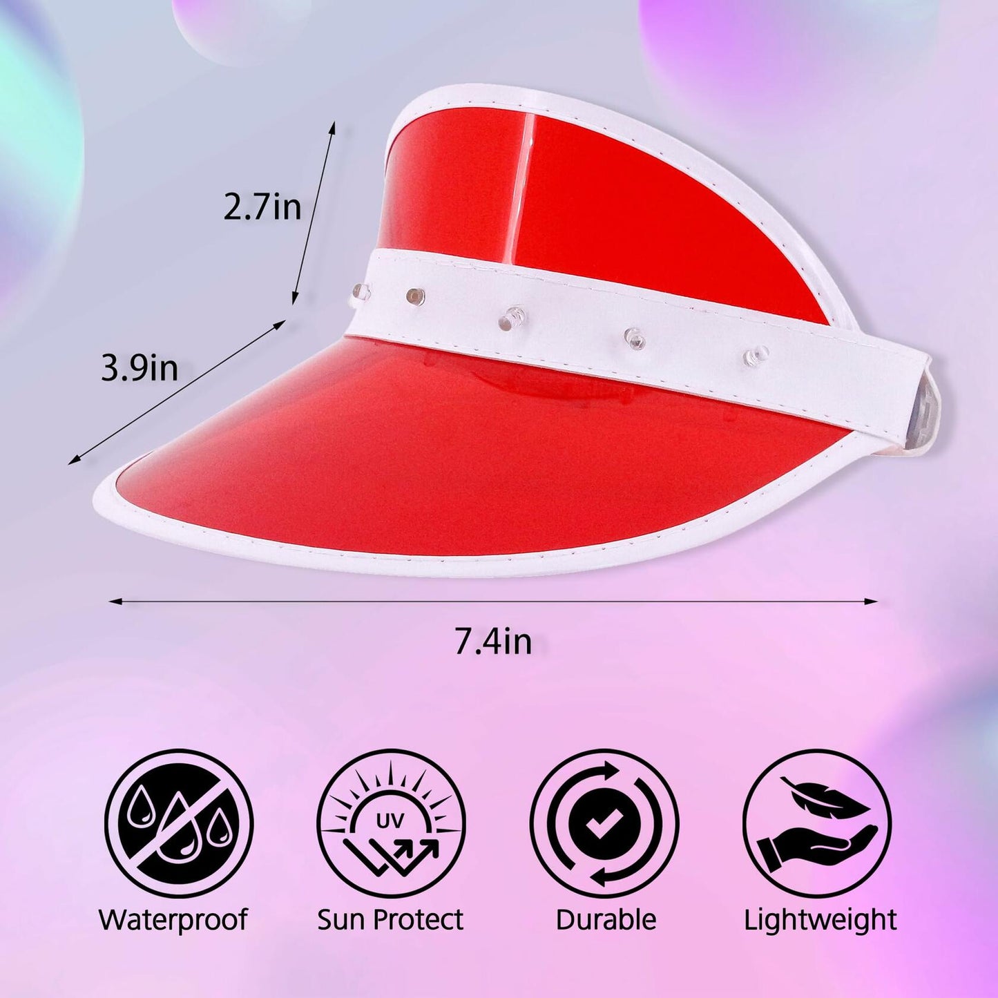Naimo Sun Visor Hat Red LED UV Protection Outdoor Beach Festival Cap One Size