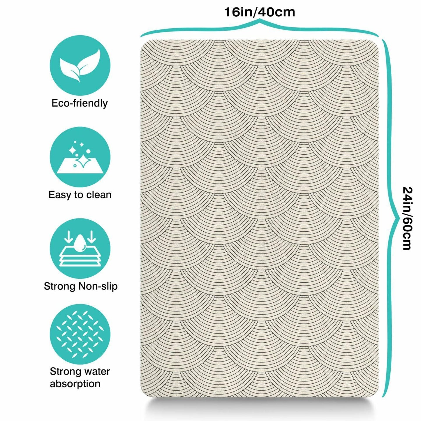 Generic Absorbent Non-Slip Dog Bowl Mat Black 16x24 Inch