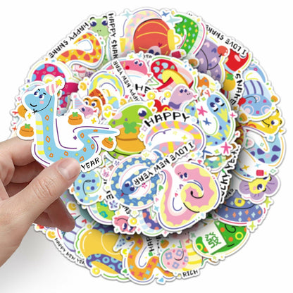YINFENGKANHAI 50 Pcs Kawaii Snake Stickers Waterproof Vinyl Cartoon Decals