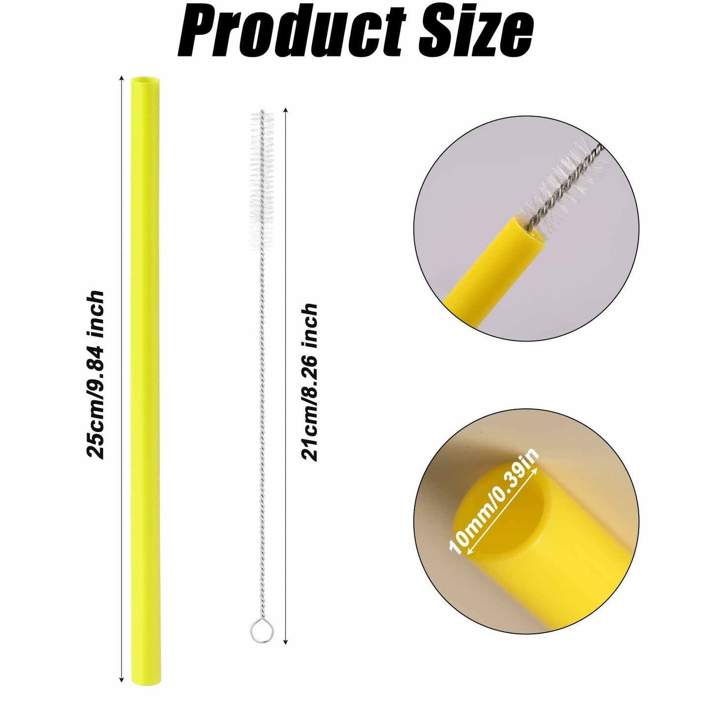 PEUTIER 6pcs Reusable Replacement Straws for Yeti Rambler 25/26/35oz Yellow
