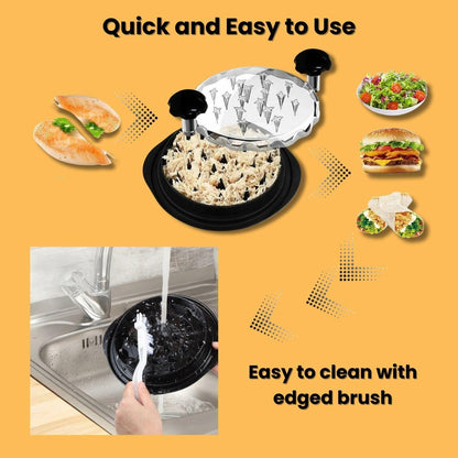 [Like New] CasaFusion Chicken Shredder with Cleaning Brush, Transparent Lid, Anti-Slip Base