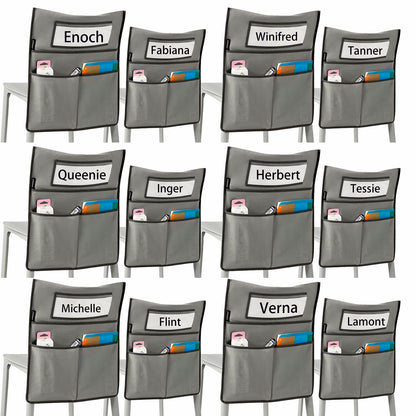 ANZORG Chairback Buddy Pocket Chart Classroom Organizer Grey 12 Pack