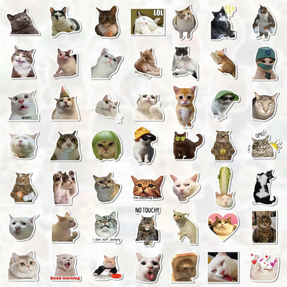 GizmoBox 100pcs Cute Cat Meme Stickers Waterproof Vinyl Decals for Laptop Kids