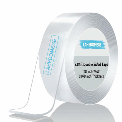 Lahedomege Strong Heavy Duty Double Sided Tape 9.84FT 1.18" Wide