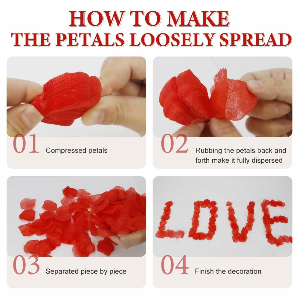 [Like New] LSVGSAK Romantic LED Candle Lights & 1000pcs Red Rose Petals Set