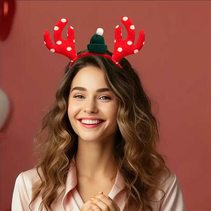 QUNQINLI Christmas Deer Antlers Headband Plush Red Style F 1PCS