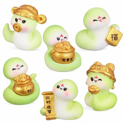 VICASKY Chinese New Year 2025 Snake Resin Figurines 10 Pcs Lucky Miniatures