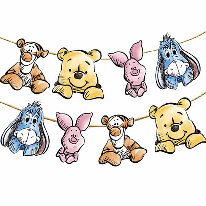 HOTIMO 8 PCS Winnie Baby Shower Banner Party Decor Multicolor Cartoon