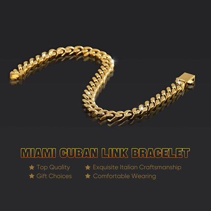 Kindoo Stainless Steel Cuban Link Bracelet 7mm Gold 8.6in