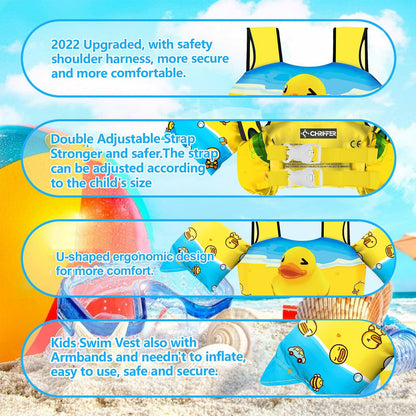Chriffer Kids Swim Vest Life Jacket 30-55lbs Toddler Floaties with Arm Wings