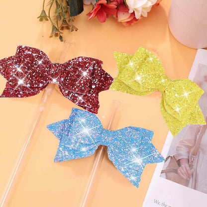 RNFVJH 6 Pcs Pink Butterfly Bow Ties Diamond & Butterfly Straw Toppers
